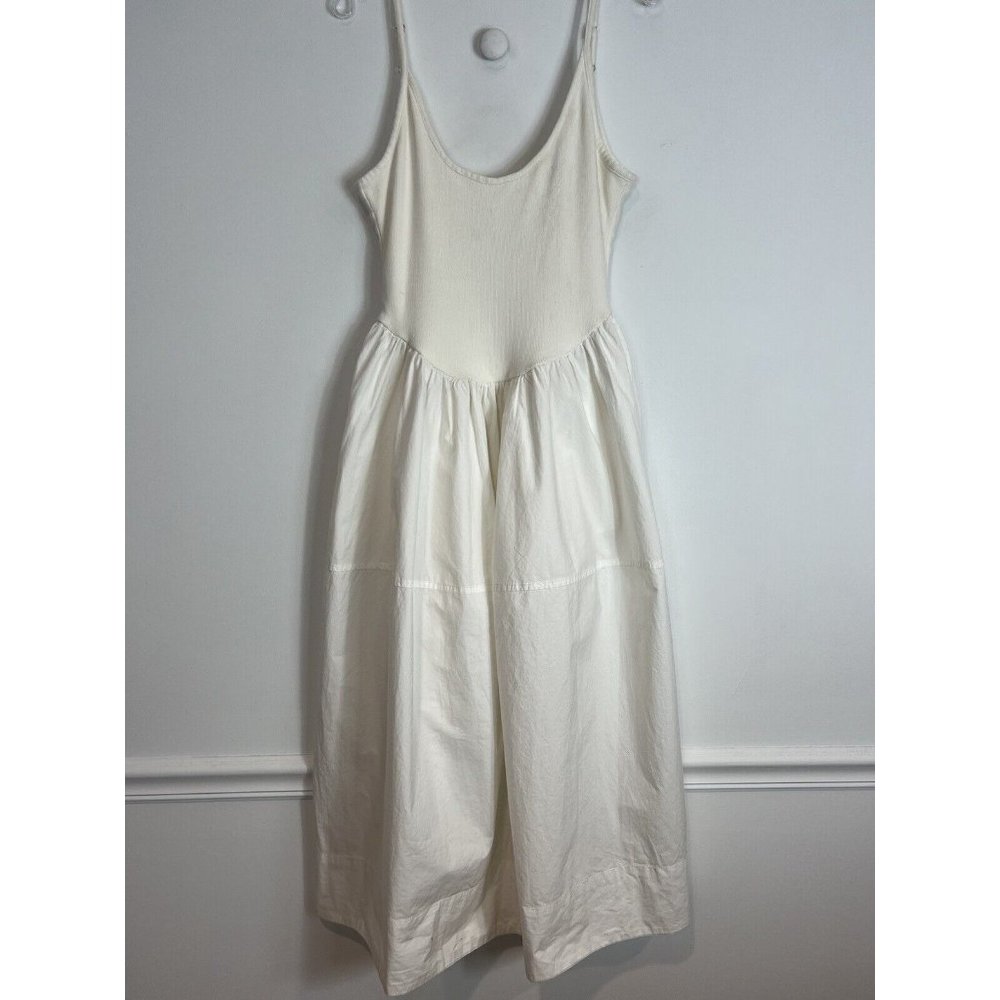 Free People Dylan Midi Dress Mixed Media Sleeveless Ivory Medium New Boho